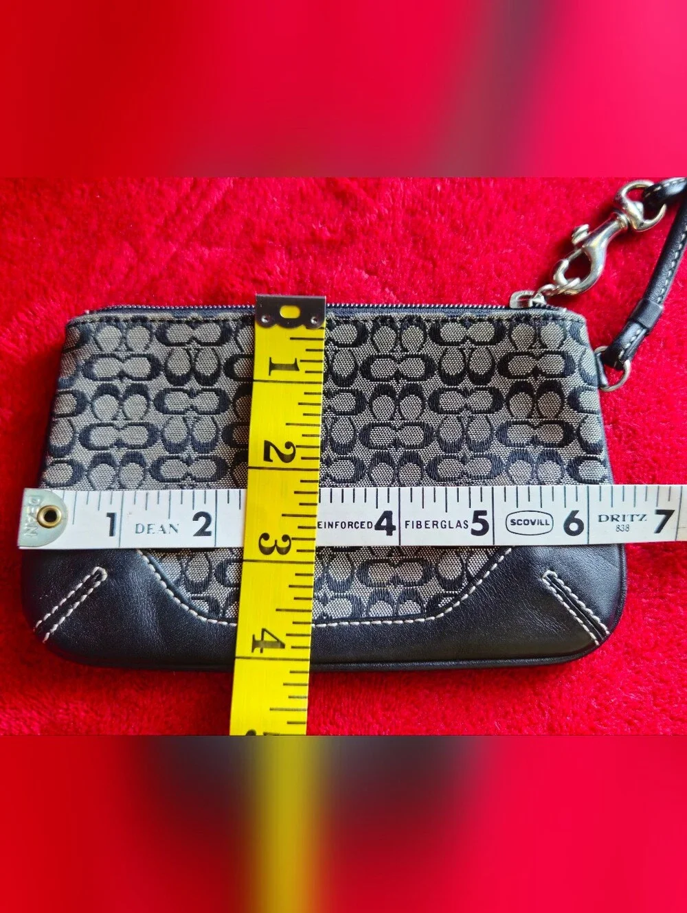 Coach Black and Gray Signature Canvas Mini Wristlet